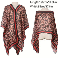 Leopard Print Gauze Shawl Bikini Cover Up Travel Beach Towel