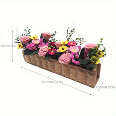 1:12 Scale Dollhouse Clay Flowers in Rustic Pot