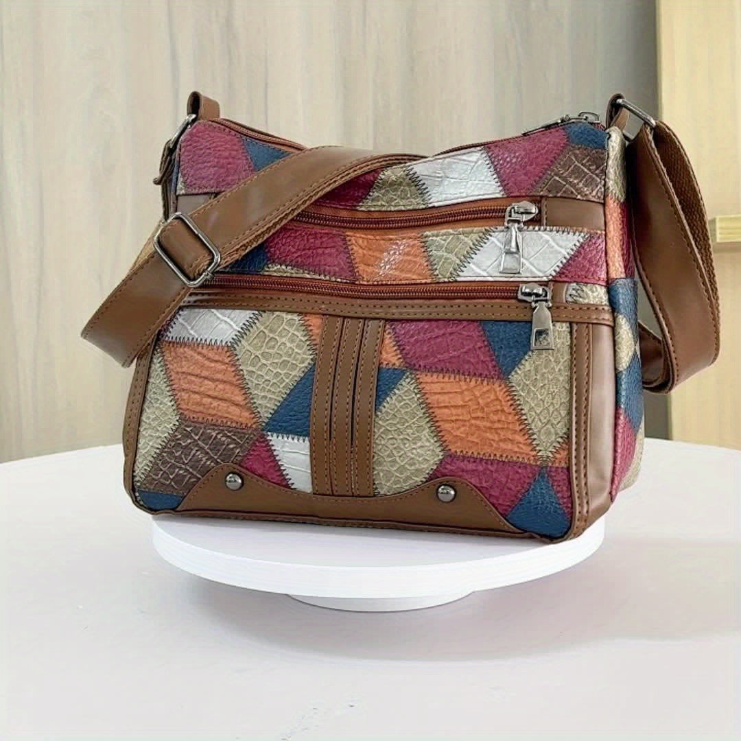 Geometric Pattern Crossbody Bag Lightweight Adjustable Strap