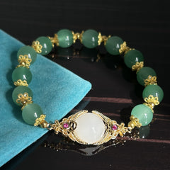 Stretchy Green Beaded Eye Of Providence Bracelet - Great Gift Idea