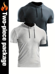 Men's Casual Short Sleeve Hoodie Quick Drying Breathable T-shirt