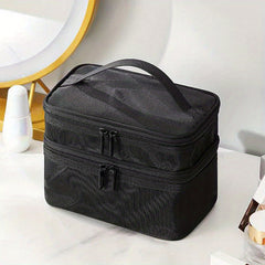 Portable Mesh Double Layer Cosmetics Bag - Large Capacity Toiletry Bag