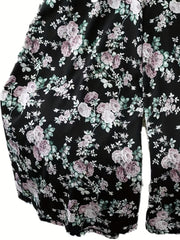 Women's Plus Floral Print Wide Leg Pants