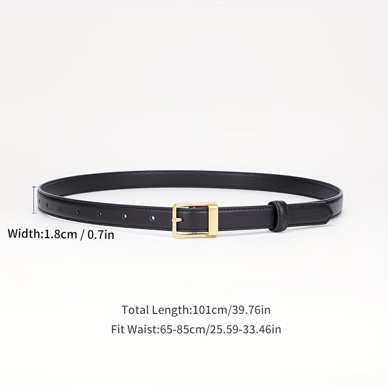 Vintage Leather Belt Rectangle Buckle Women Pants Jeans Belts