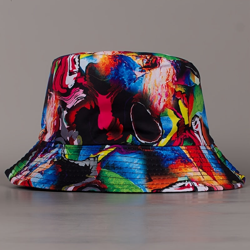 Colorful Graffiti Reversible Bucket Hat Lightweight Fisherman Cap