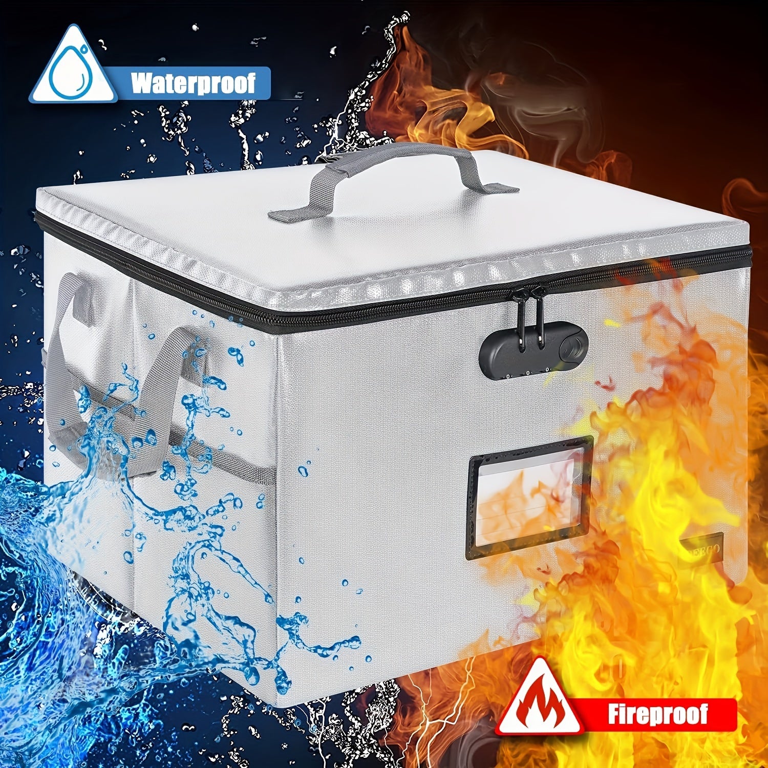 Fireproof Document Box Water Resistant File Organizer Box