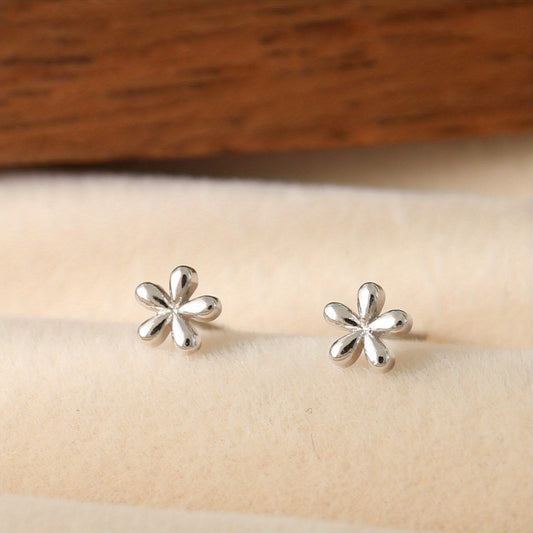 925 Silver Flower Stud Earrings for Teen Girls