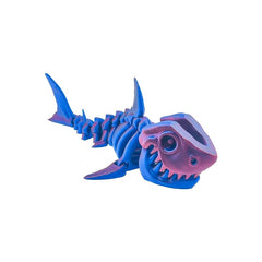 Colorful 3D Printed Shark Skeleton Statue with Flexible Joints