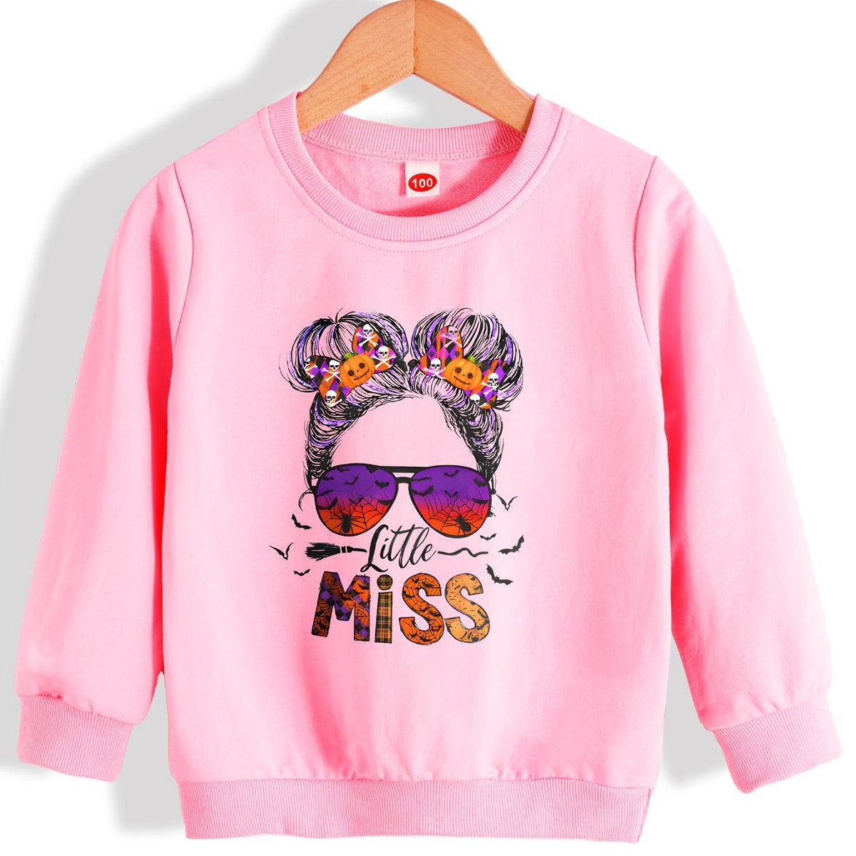 Little Miss Portrait Halloween Sweatshirt For Girls