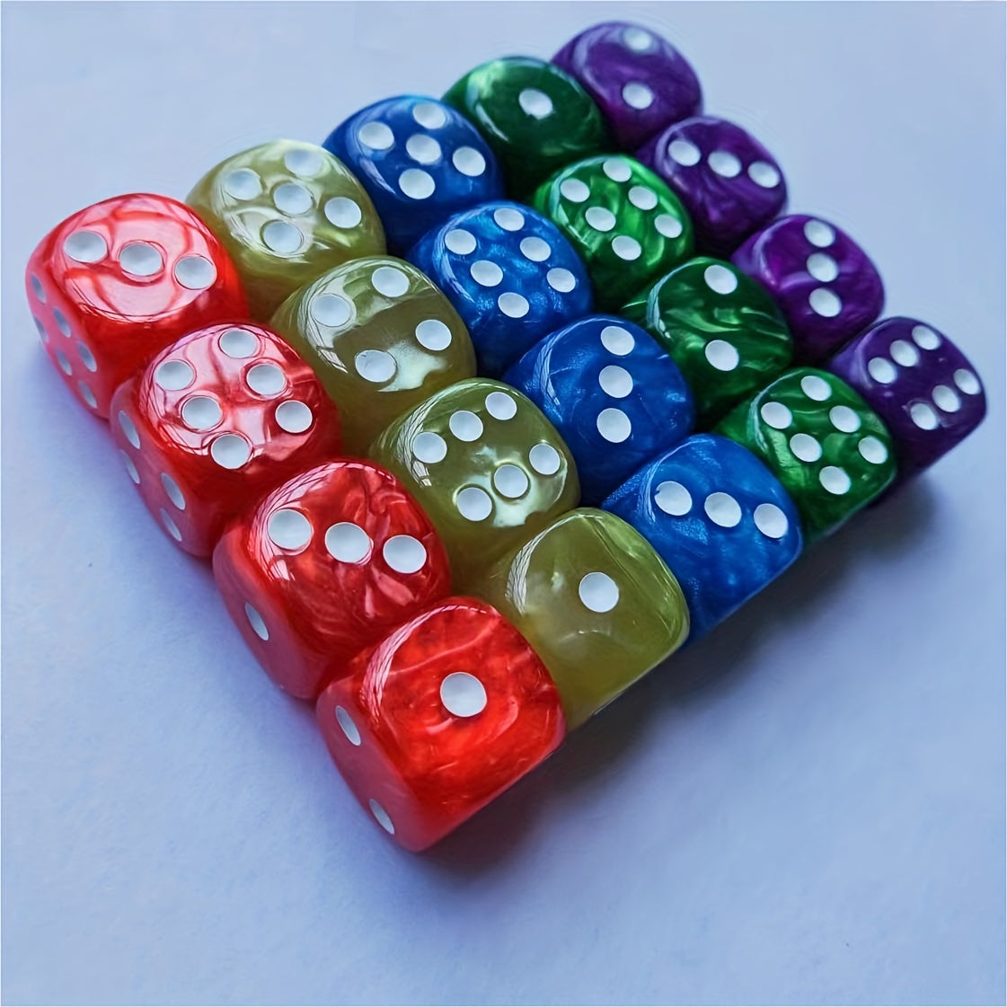 20 Pieces 16mm Colored Acrylic Dice Set for Club Party Home Games