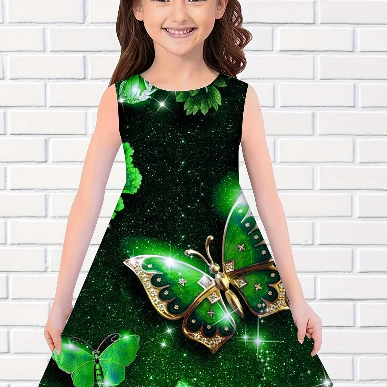 Girls 3D Print Butterfly Princess Dress