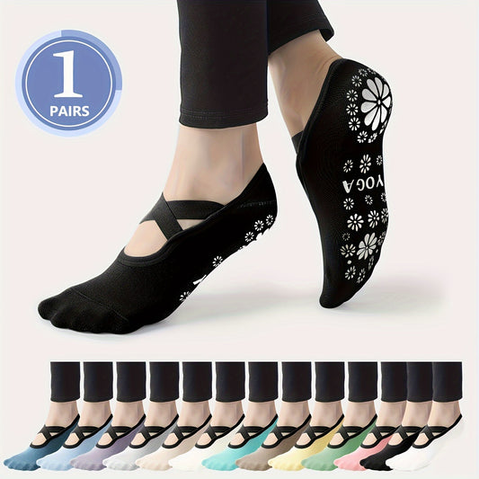 Cross Strap Non-slip Yoga Socks Breathable Gripper Socks