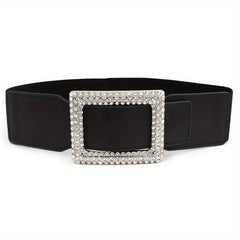 Vintage Punk Oversized Buckle Belt PU Girdle Elastic Wide Waistband