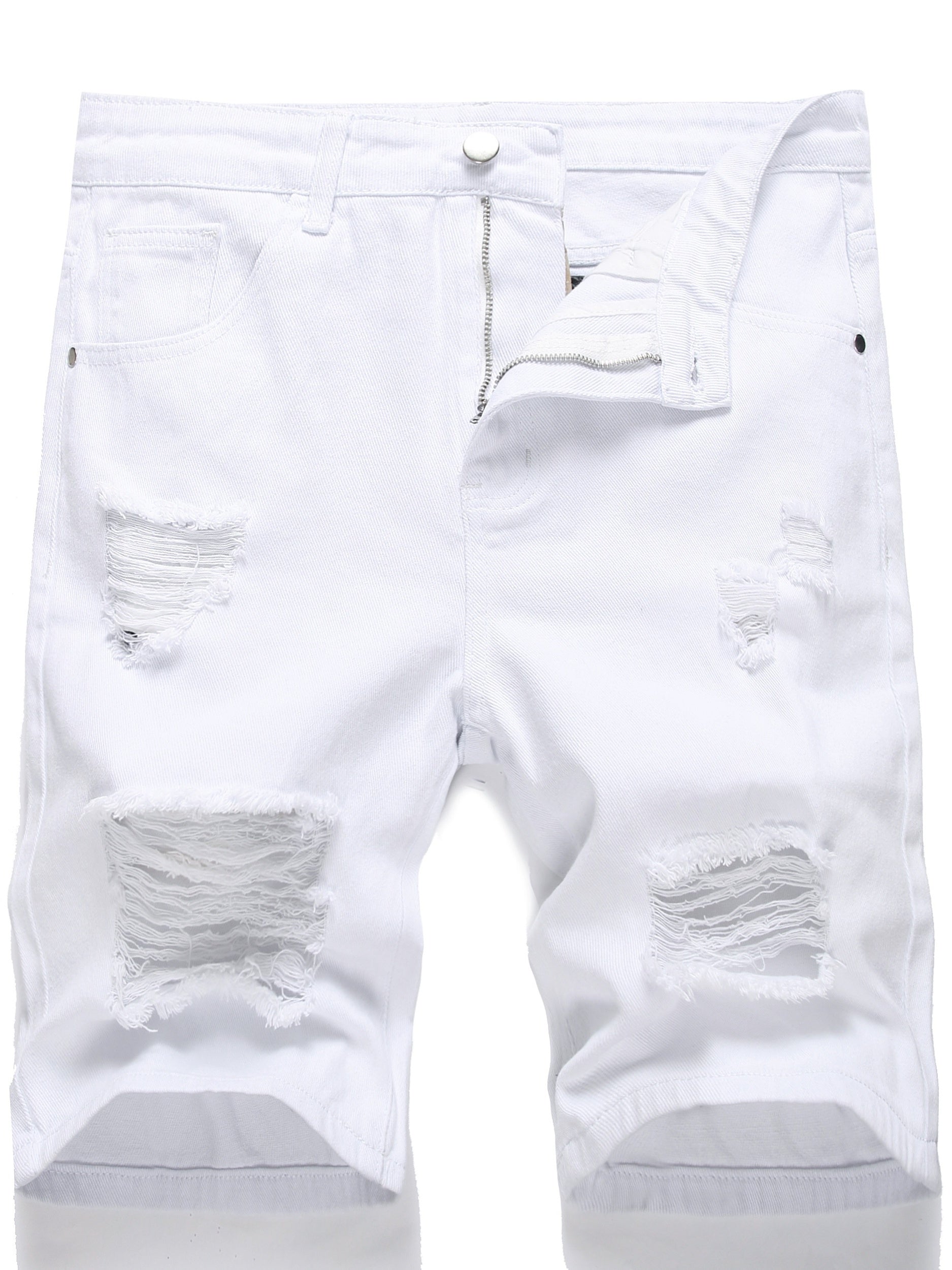 Men's Ripped Denim Shorts with Pockets