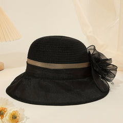 French Style Gauze Bucket Hat Mesh Organza Derby Hat Lightweight Sun Hats