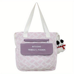 2pcs Backpack And Sling Bag Set Students Schoolbag With Puppy Pendant
