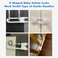Tinabless U Shaped Sliding Cabinet Locks - Child Proof Latches