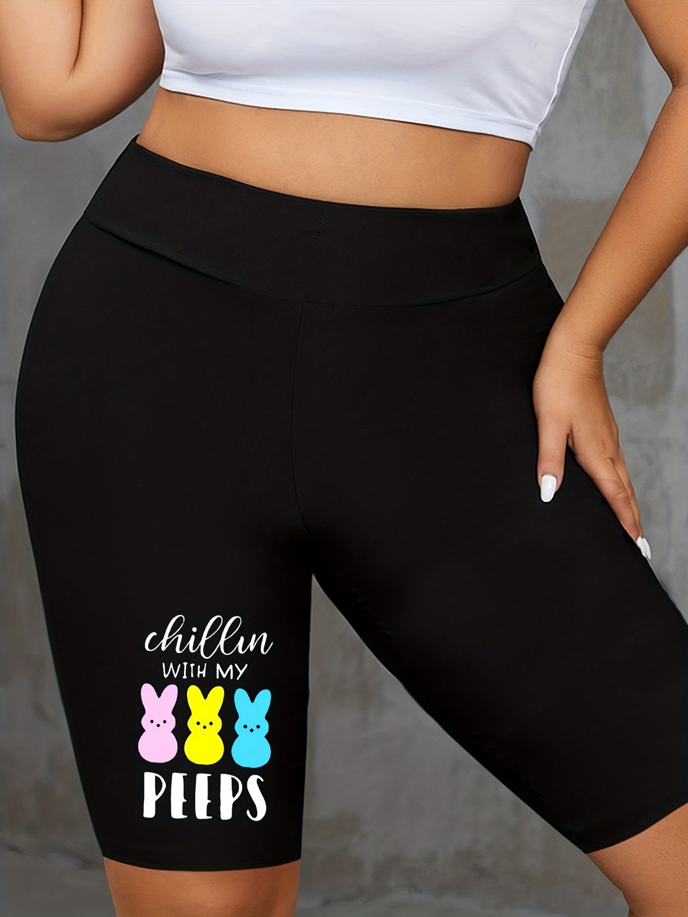 Women's Plus Rabbit Print High Rise Biker Shorts