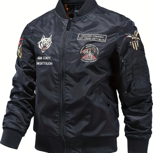 Men's Slim Fit Sports Jacket Embroidered Motorcycle Jacket