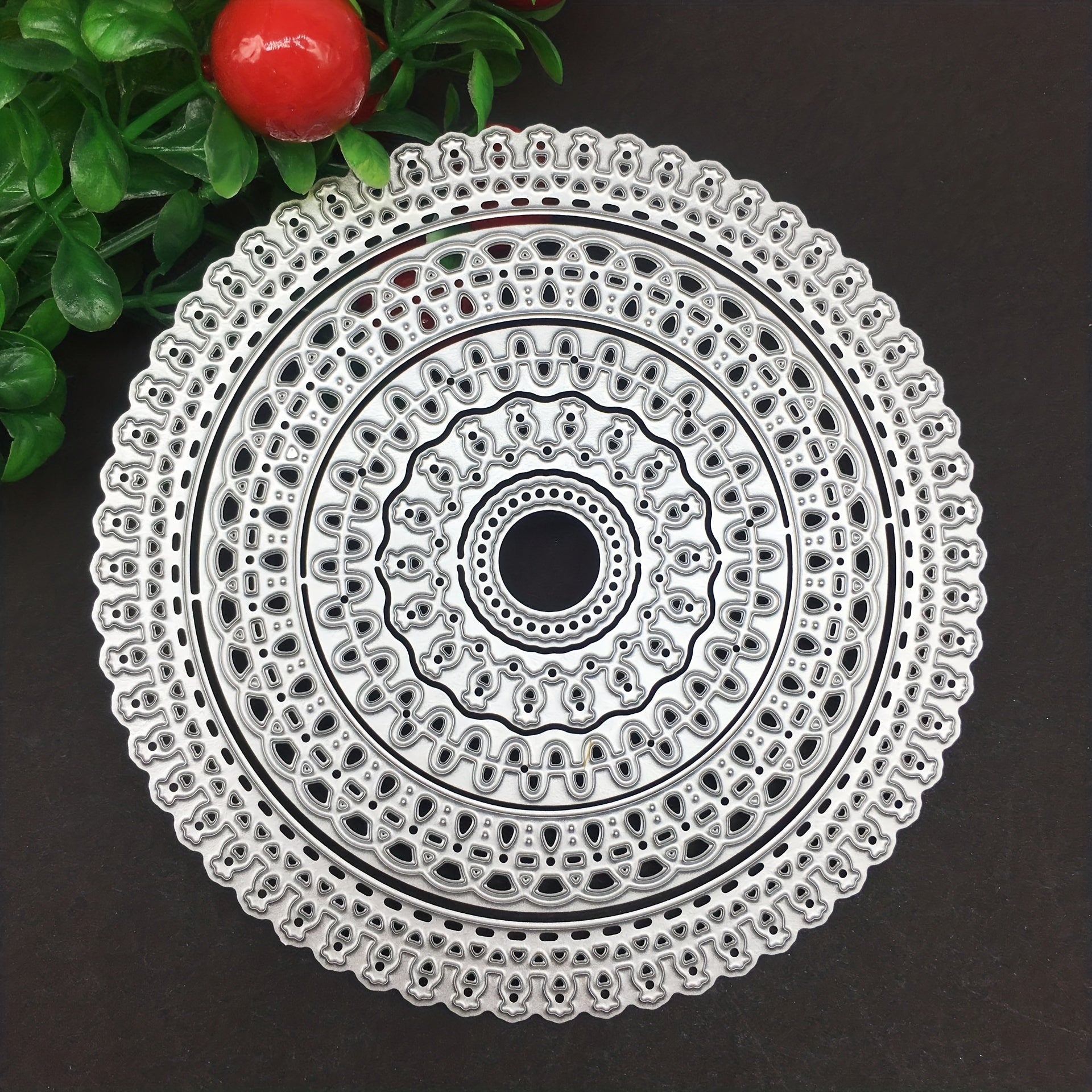 Round Circle Lace Embossing Folder Metal Cutting Dies For Scrapbo
