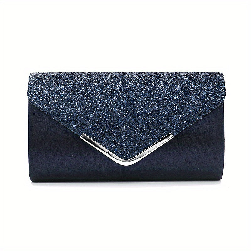 Sequins Flap Clutch Evening Party Bag Metal Chain Cocktail Shoulder