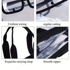 Clear Beach Bag with Makeup Organizer and Adjustable Strap