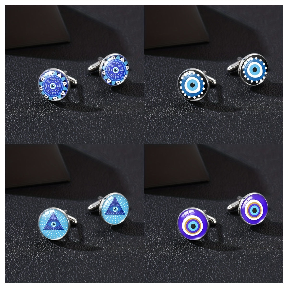 Evil Eye Cufflinks Time Gem Silver French Men's Shirt Accessories