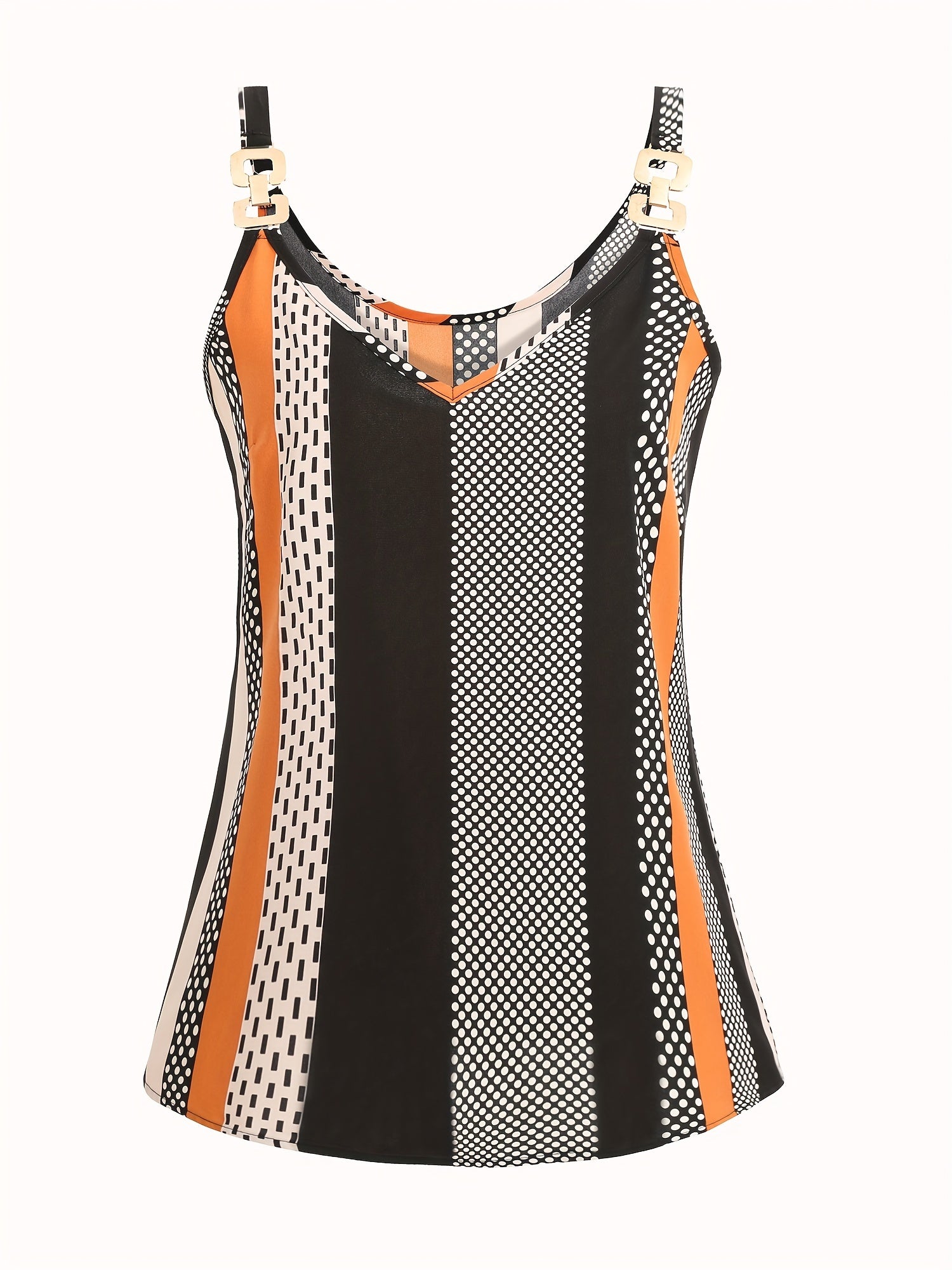 Striped Spaghetti Strap V Neck Sleeveless Cami Top