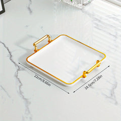 Golden Serving Tray Set With Handles Modern Coffee Table Tray