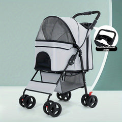 Lightweight Folding Dog Stroller 4 Wheels Portable Travel Carrier