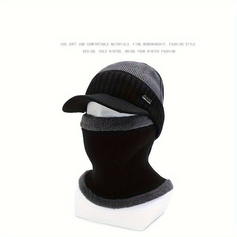 Winter Fleece Knitted Beanie & Windproof Neck Protector