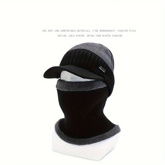 Winter Fleece Knitted Beanie & Windproof Neck Protector