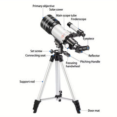High Refracting Telescope 99X Max Magnification 70mm Lens ABS Material