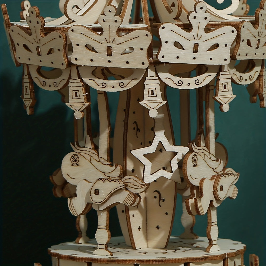 DIY Carousel 3D Wooden Puzzle Model Crafts