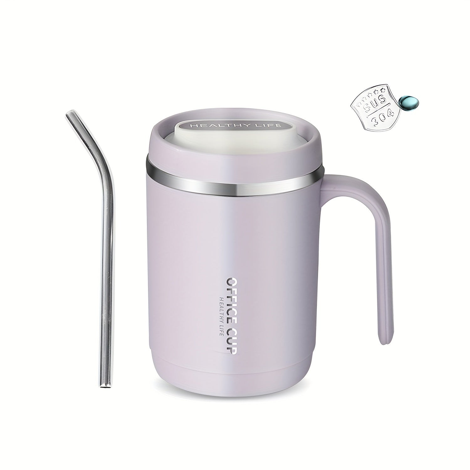 Large Capacity Stainless Steel Water Cup With Cover And Straw