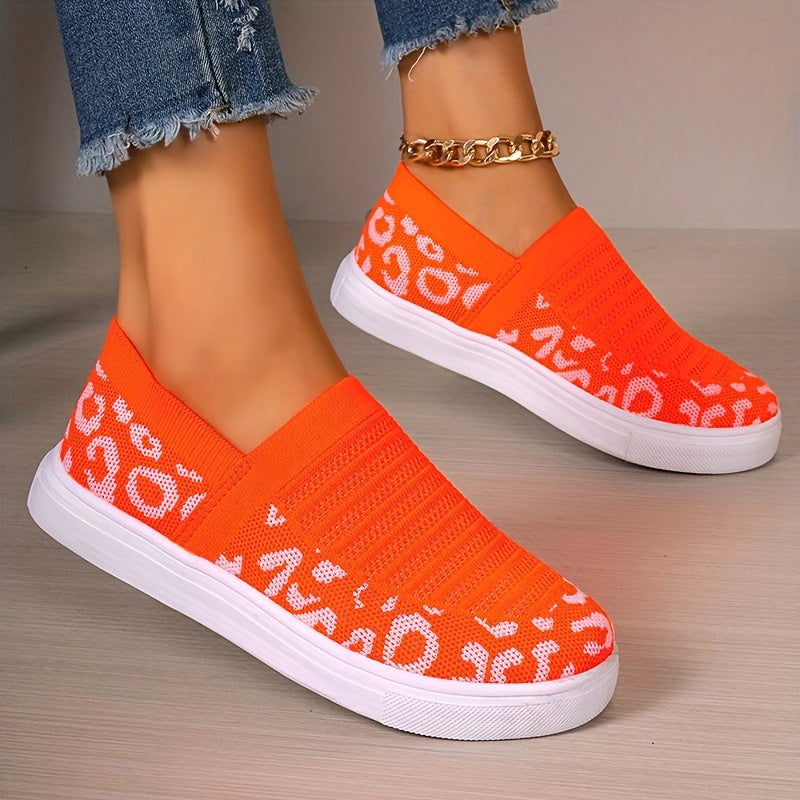 Leopard Print Comfort Walking Shoes Slip on Outdoor Casual Sneakers