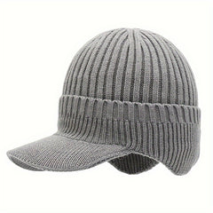 Casual Knitted Hat Ear Protection Beanie with Brim