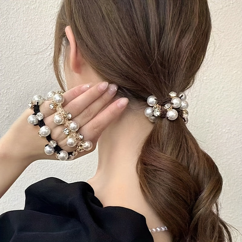Faux Pearl Head Tie Female Hair Rope Headdress