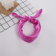 Classic Neckerchief Solid Square Scarf Satin Bandana Head Wrap Hair Accessories