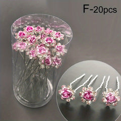 20pcs Crystal Flower Hairpins Wedding Hair Decor Clips