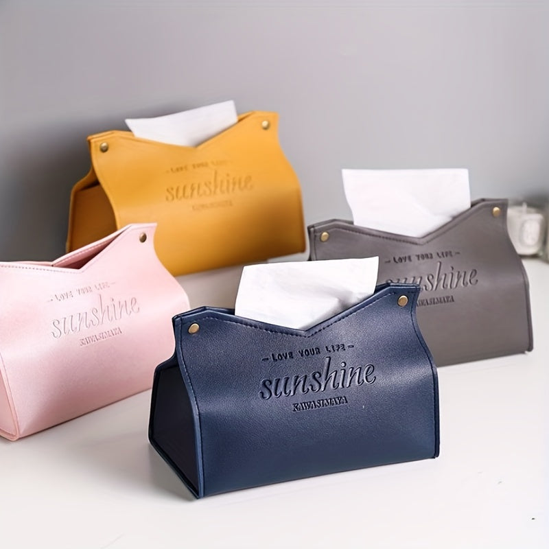 European Style Leather Tissue Box V Mouth Design for Home Living Room & Car