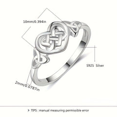 S925 Sterling Silver Ring Celtic Knot Heart Daily Outfits Jewelry Gift