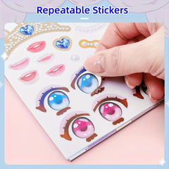 Interactive Doll Face Sticker Set Reusable Teenage Expression Perfect Birthday