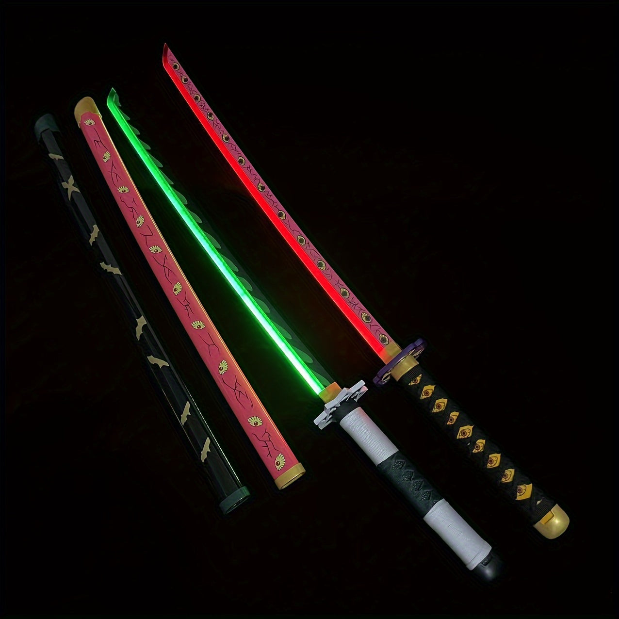 Samurai Katana USB Charging Wooden Sword Lights Halloween Cosplay