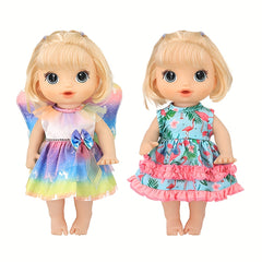 Rainbow Flamingo Dress for 12-Inch Baby Dolls - Perfect Party Game Outfit