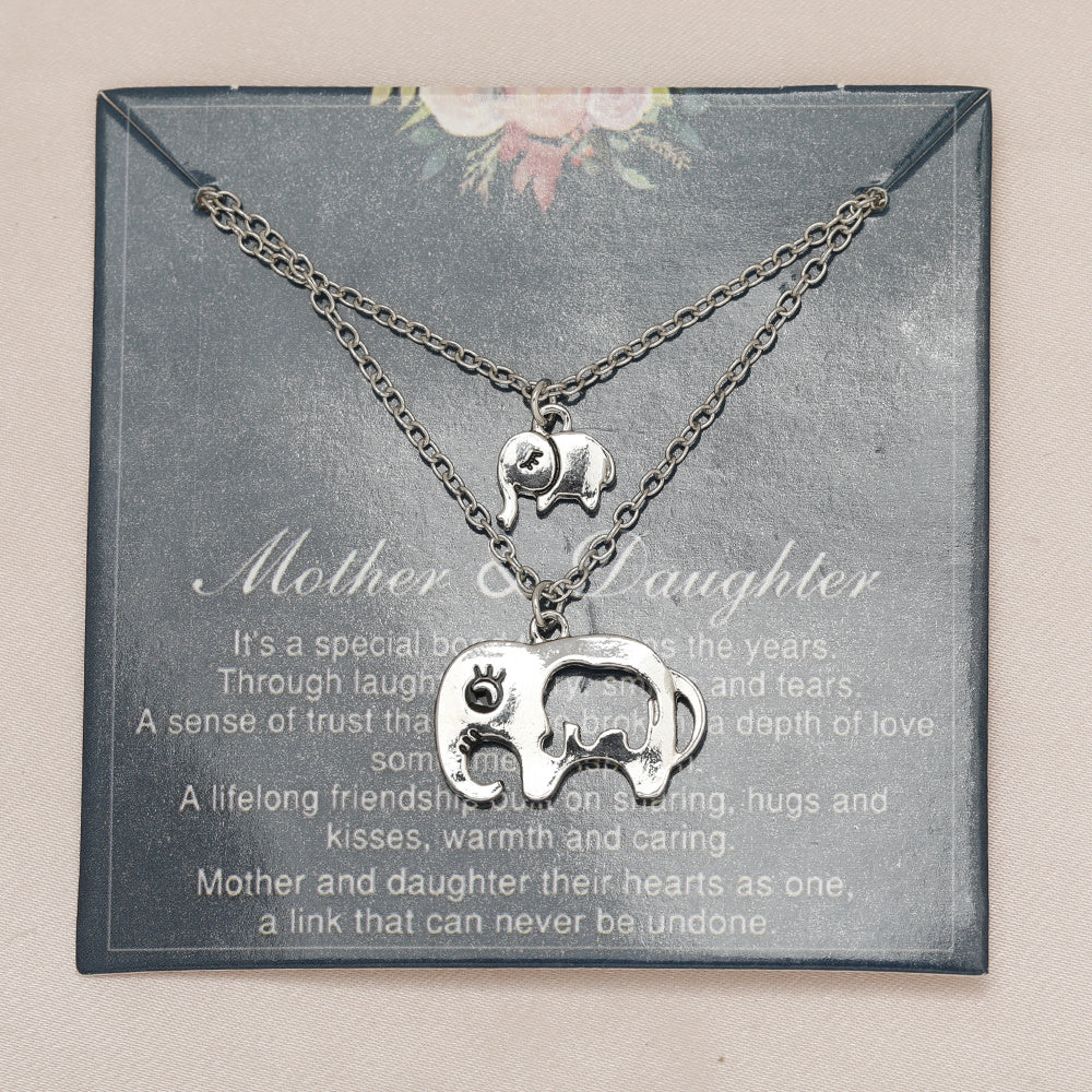 2pcs Elephant Pendant Necklace Silver Plated Decorative Accessories