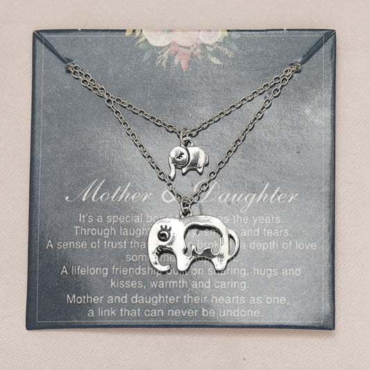2pcs Elephant Pendant Necklace Silver Plated Decorative Accessories