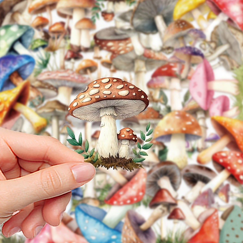 50 Colorful Mushroom Cartoon Stickers - Fun Decals for Phone