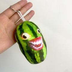 Watermelon Strip Plush Face Keychain Funny Gift