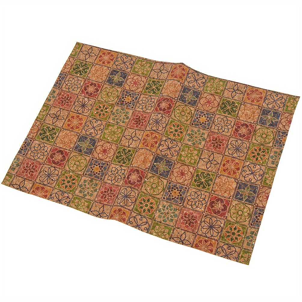 A4 Ethnic Style Retro Printing Cork Fabric DIY Plaid Ribbon